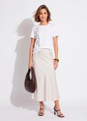 T-Shirt Off White em Malha de Algod�o By Liana Ferraz