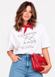 T-Shirt Off White em Malha de Algod�o By Liana Ferraz