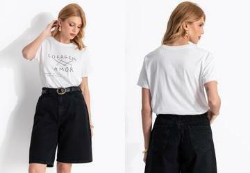 T-Shirt Off White em Malha de Algod�o By Liana Ferraz