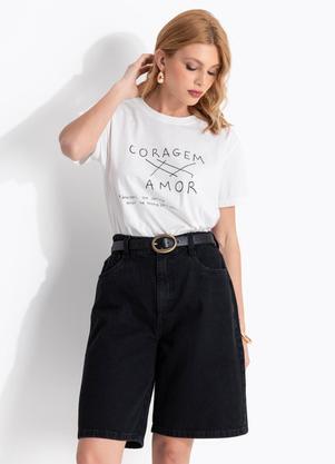 T-Shirt Off White em Malha de Algod�o By Liana Ferraz