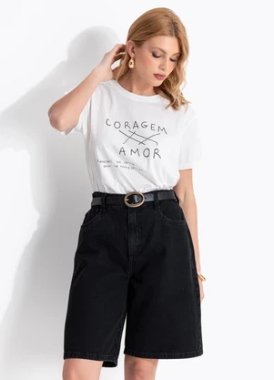 Quintess - T-Shirt Off White em Malha de Algodão By Liana Ferraz - QUINTESS