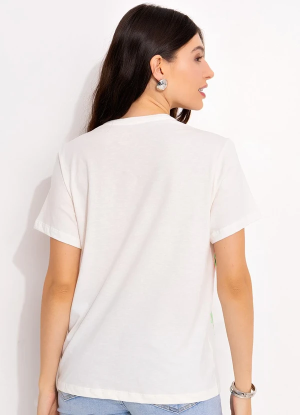 Disney - T-Shirt Off White em Malha de Algodão Penteado 2