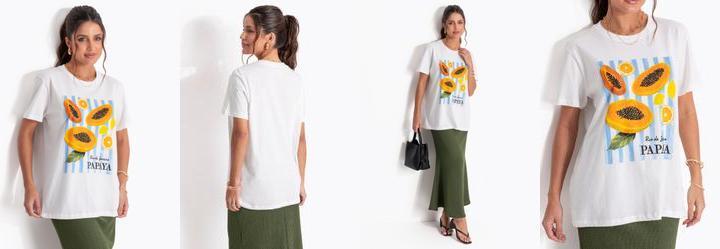 T-Shirt Off White em Malha de Algod�o