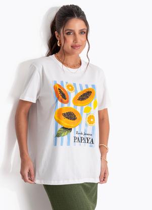 T-Shirt Off White em Malha de Algod�o