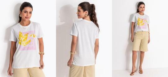 T-Shirt Off White em Malha de Algod�o