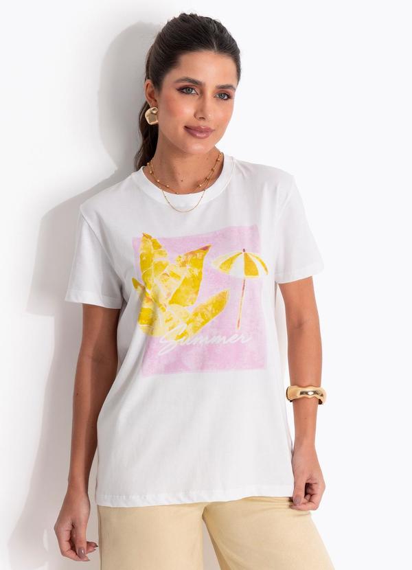 T-Shirt Off White em Malha de Algod�o