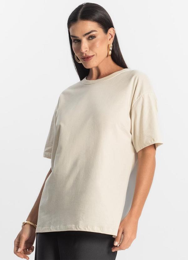 Rovitex - T-Shirt Over Básica Feminina Bege 4