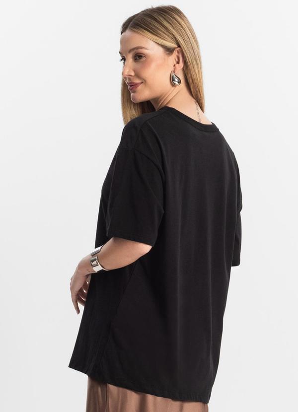 Rovitex - T-Shirt Over Básica Feminina Preto 2