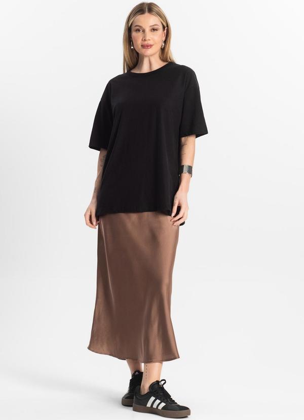 Rovitex - T-Shirt Over Básica Feminina Preto 3