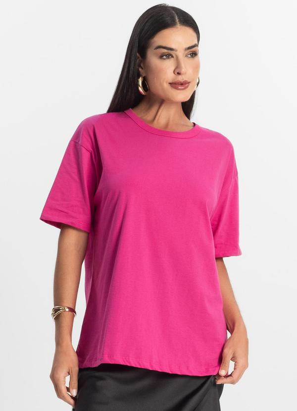 Rovitex - T-Shirt Over Básica Feminina Rosa