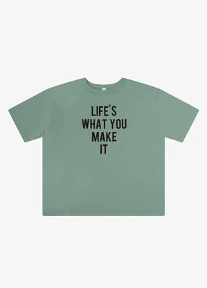 Rovitex - T-Shirt Oversized com Strass Verde - ROVITEX