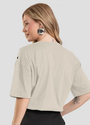 Dianna - T- Shirt Oversized Feminina com Ilhós Bege - DIANNA