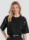 Dianna - T- Shirt Oversized Feminina com Ilhós Cinza - variação: Preto