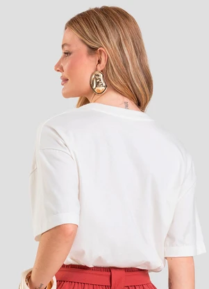 Dianna - T- Shirt Oversized Feminina Estampada Bege - DIANNA