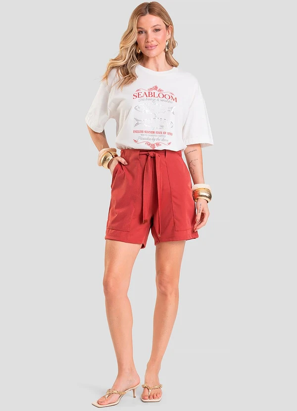 Dianna - T- Shirt Oversized Feminina Estampada Bege 3