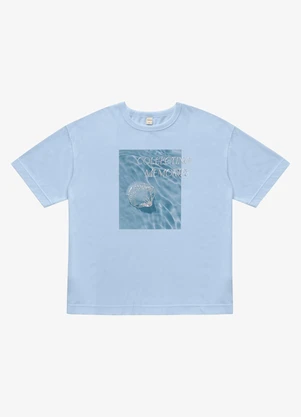 Rovitex - T- Shirt Overzised Meia Malha Feminina Azul - ROVITEX