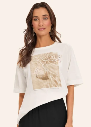 Rovitex - T- Shirt Overzised Meia Malha Feminina Bege - ROVITEX