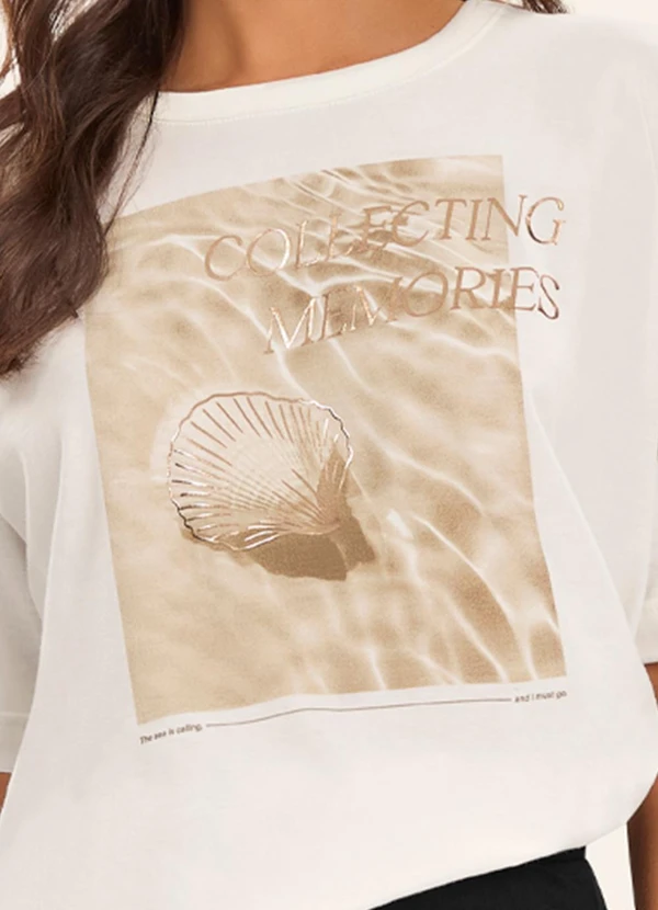 Rovitex - T- Shirt Overzised Meia Malha Feminina Bege 3