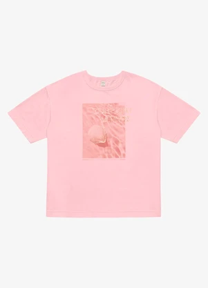 Rovitex - T- Shirt Overzised Meia Malha Feminina Rosa - ROVITEX