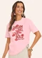 Rovitex - T- Shirt Overzised Meia Malha Feminina Rosa - variação: Rosa