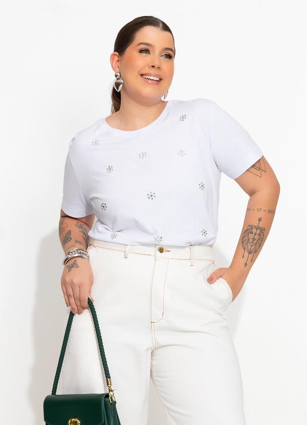 Quintess - T-Shirt Pedraria Branca em Algodão Penteado 3