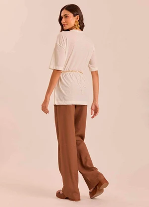 Doce Trama - T-Shirt Retrô Glam em Tricot Flamê Branco - DOCE TRAMA