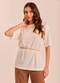 Doce Trama - T-Shirt Retrô Glam em Tricot Flamê Branco - variação: Branco