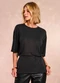 Doce Trama - T-Shirt Retrô Glam em Tricot Flamê Branco - variação: Preto