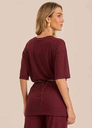 Doce Trama - T-Shirt Retrô Glam em Tricot Flamê Roxo - DOCE TRAMA