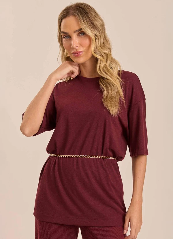 Doce Trama - T-Shirt Retrô Glam em Tricot Flamê Roxo