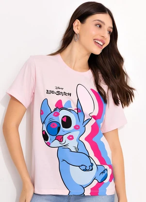Disney - T-Shirt Rosa Claro em Malha de Algodão Penteado - DISNEY