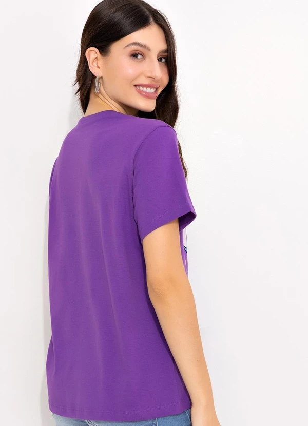 Disney - T-Shirt Roxo em Malha de Algodão Penteado 2
