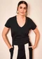 Doce Trama - T-Shirt Wild Orchid em Meia Malha Branco - variação: Preto