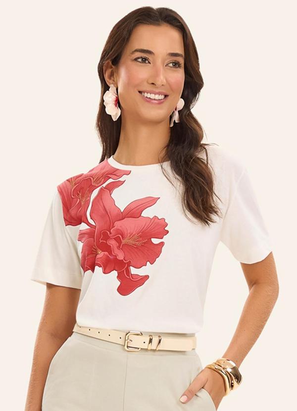 Rovitex - Camiseta Manga Curta Orquidea Off-White