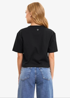 Minty - T Shit Feminina com Strass Preto - MINTY