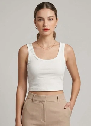 Infinita Cor - Top com Recorte na Costa Bege - INFINITA COR