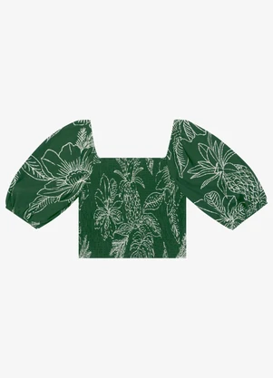 Endless - Top Feminino com Manga Bufante Verde - ENDLESS