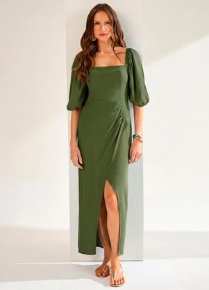 Ritmi Studio - Vestido Manga Curta com Detalhe em Pregas - RITMI STUDIO