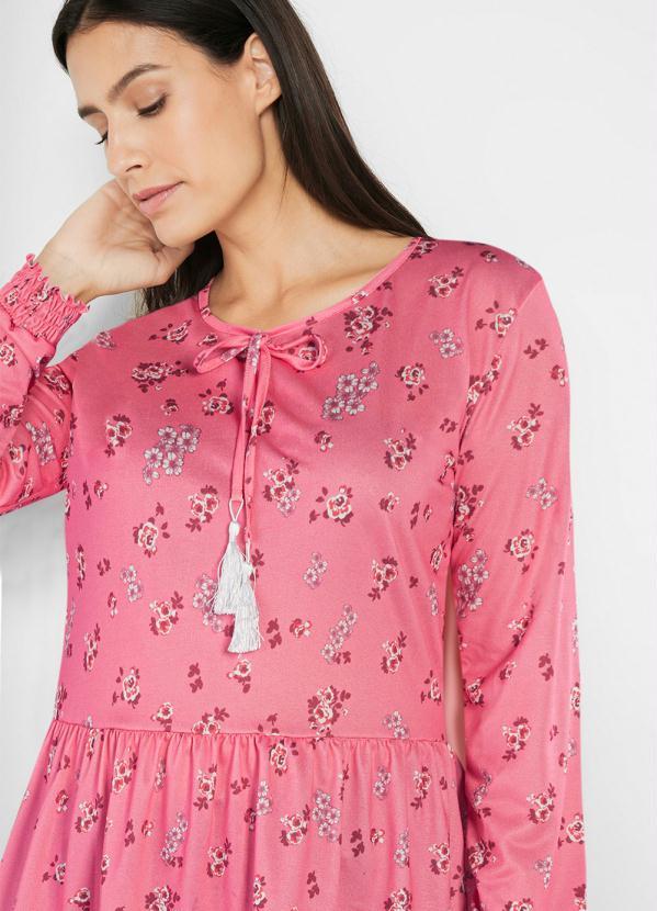 Outlet - Bata Decote Redondo Manga Longa Floral Rosa 3