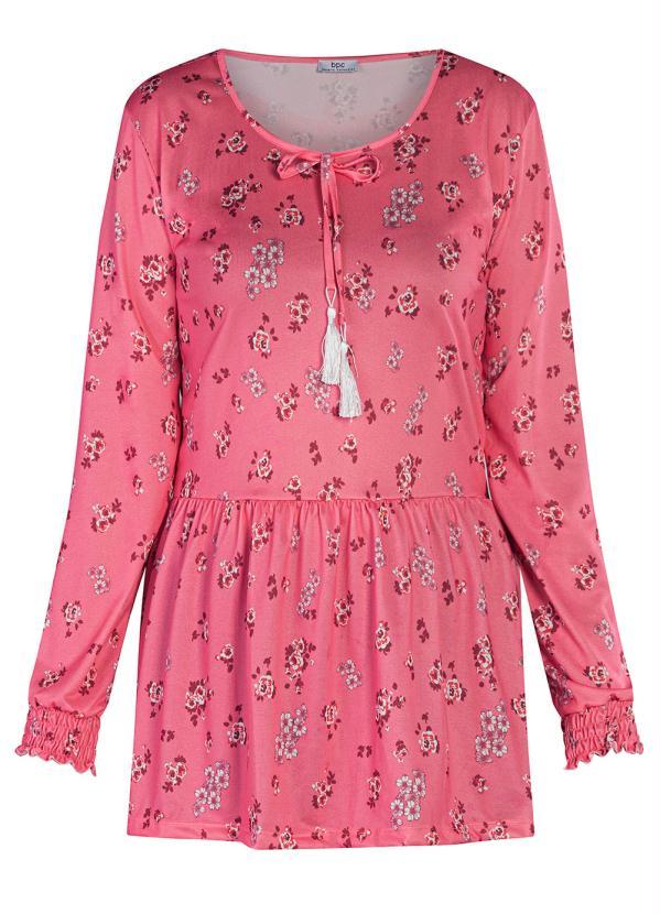 Outlet - Bata Decote Redondo Manga Longa Floral Rosa 4
