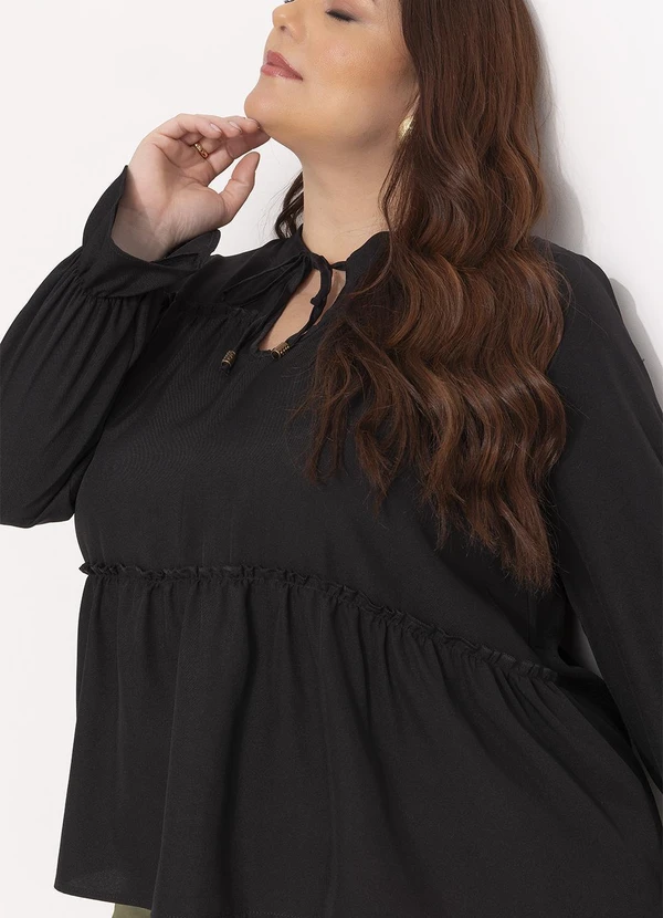 Quintess - Bata Preta em Tecido de Poliéster com Elastano 12