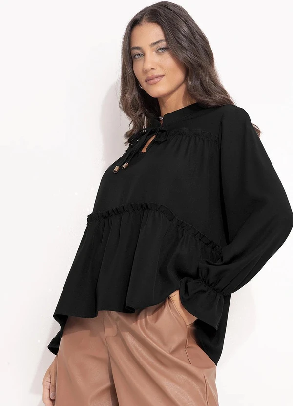 Quintess - Bata Preta em Tecido de Poliéster com Elastano 5