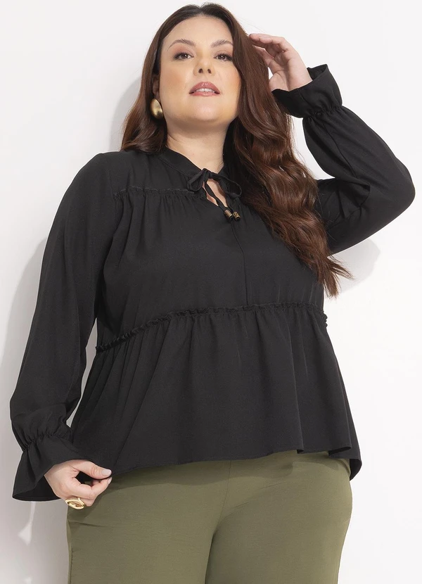 Quintess - Bata Preta em Tecido de Poliéster com Elastano 8