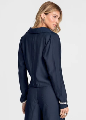Dianna - Blazer Feminino Cropped Alfaiataria Azul - DIANNA