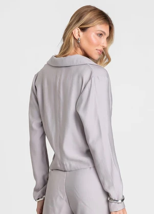 Dianna - Blazer Feminino Cropped Alfaiataria Cinza - DIANNA