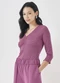 Sofie - Blusa 3/4 em Ribana com Franzido Preto - variação: Roxo