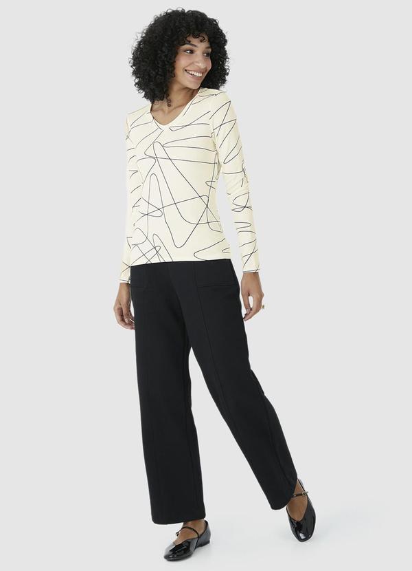 Malwee - Blusa Abstrata em Malha Bege 4