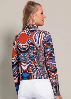 Moda Pop - Blusa Abstrato em Jersey Acetinado - MODA POP