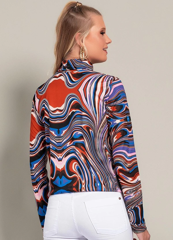 Moda Pop - Blusa Abstrato em Jersey Acetinado 2