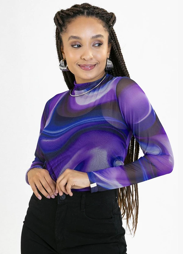 Soft Bonni - Blusa Adulto em Tule e Viscolycra Azul